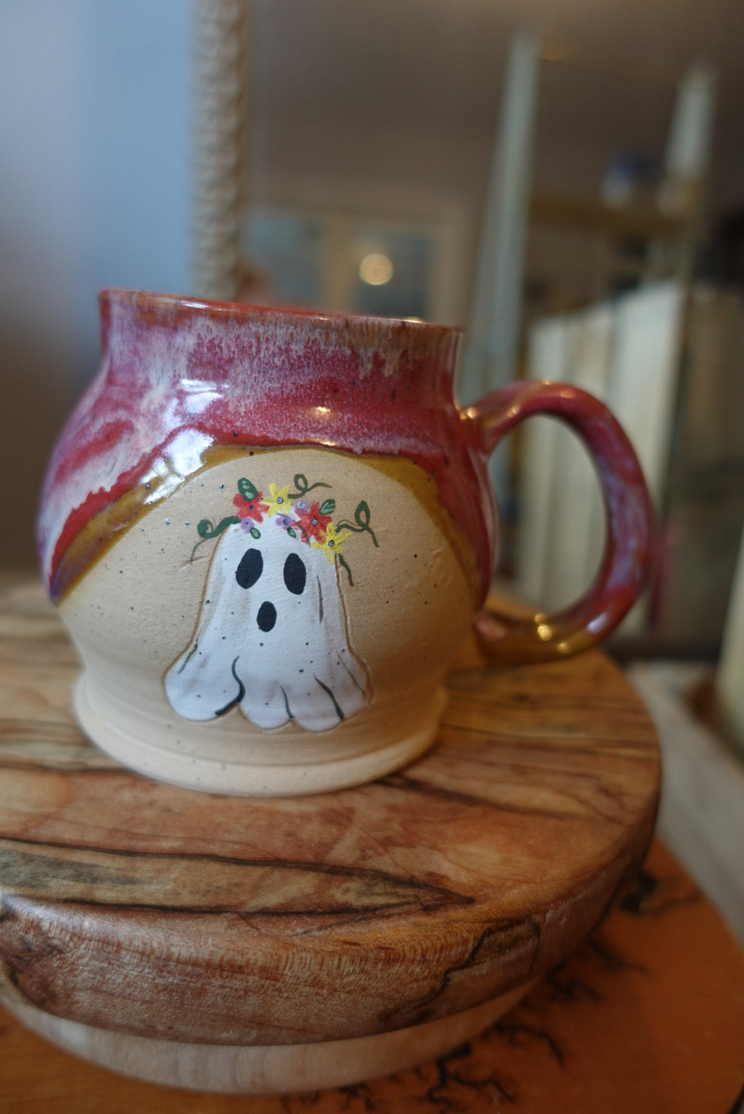 Ghost Mug with Flowers