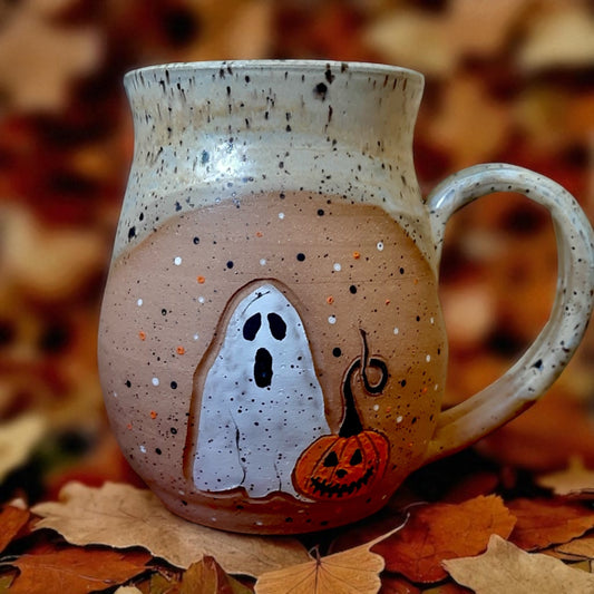 Ghost with Jack o Lantern Mug